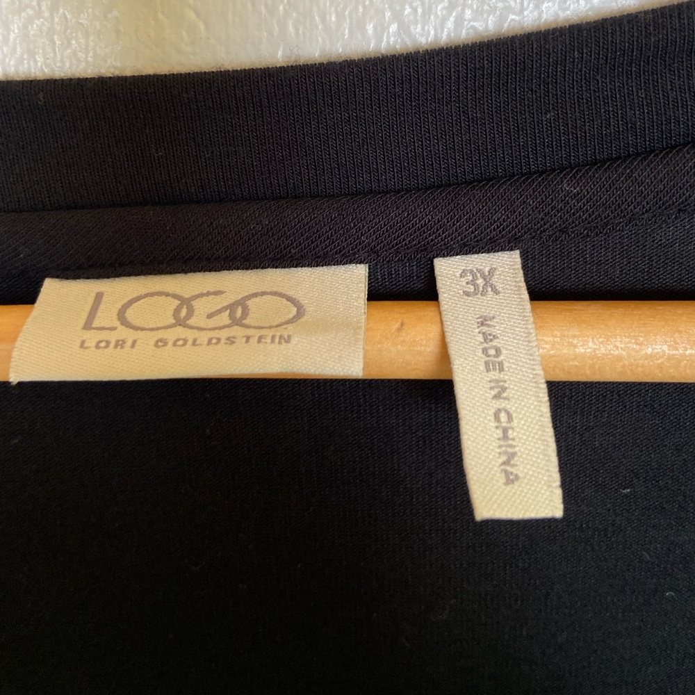 Logo By Lori Goldstein Tunic Top 3X  Lace Hem Black & Gray Soft Knit Long Sleeve - Picture 8 of 9